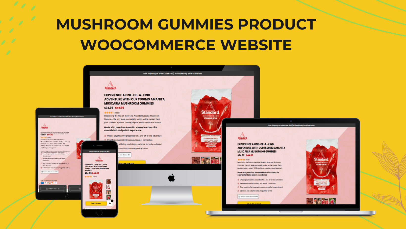 MUSHROOM GUMMIES PRODUCT WOOCOMMERCE WEBSITE